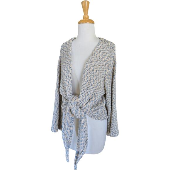Soft Surroundings Cardigan Womens XL Beausoleil Tie Front Speckled Multicolor Kn - Picture 2 of 8